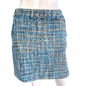 Loft Tweed Fringe Trim Mini Skirt Size 2